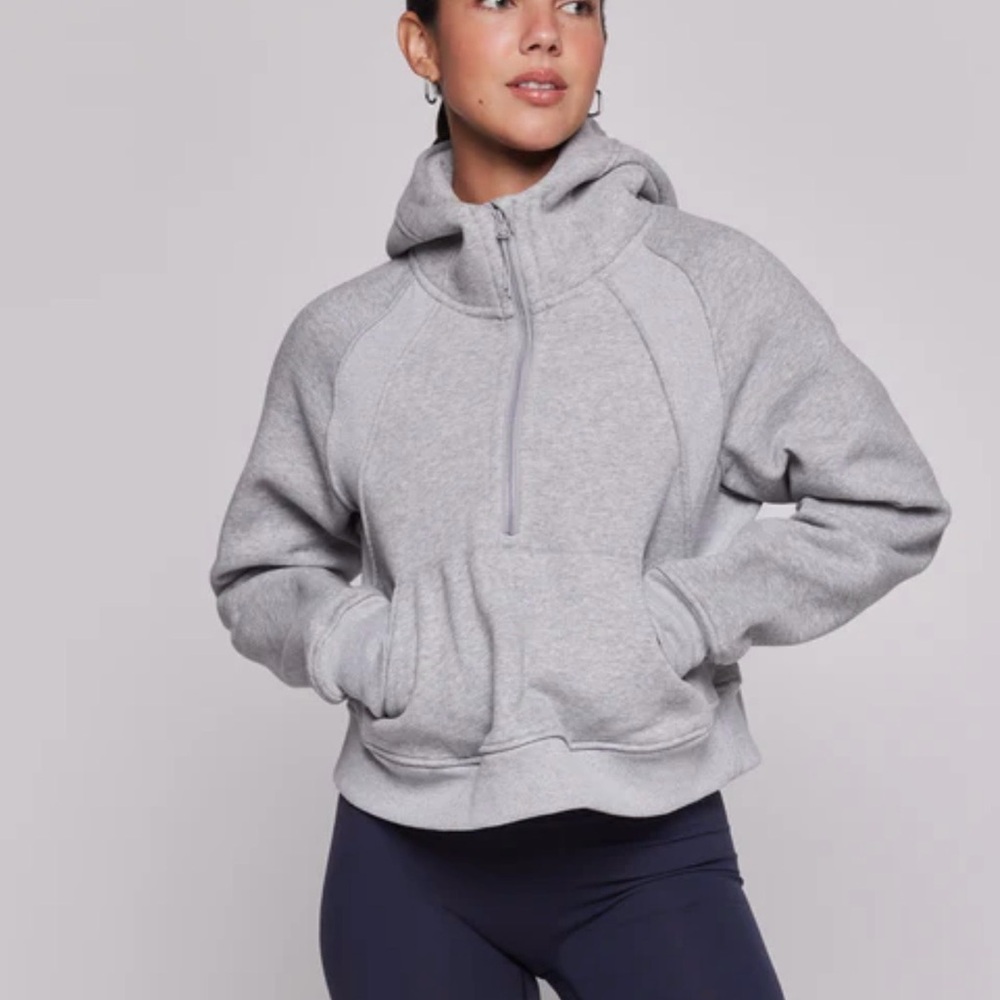 lululemon athletica Scuba Light Gray Half-Zip Hooded Pullover